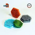 fidget-wobble-pins-hex-02.jpg Hexagon Fidget with Moving Pins - Print in Place Desk Toy & Keychain, 3 Sizes