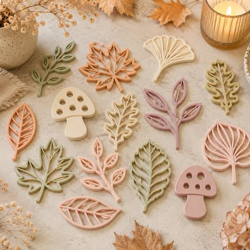 Autumn Leaves Table Decor STL Bundle | Fall Leaf Decorations 3D Print | Botanical Table Scatter | Mushroom Fall Decor STL