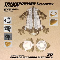 TRANSFORMER 300720 flexipick y Transformer Flexipick.jpg Archivo STL gratuito FLEXIPICK TRANSFORMER pua de guitarra electrica・Objeto para descargar e imprimir en 3D