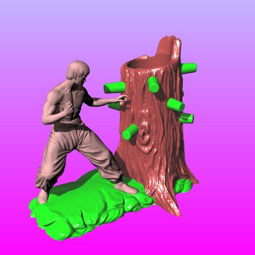 Bruce Lee Wing Chun Boxing Pen Holder - 3D model önizlemesi