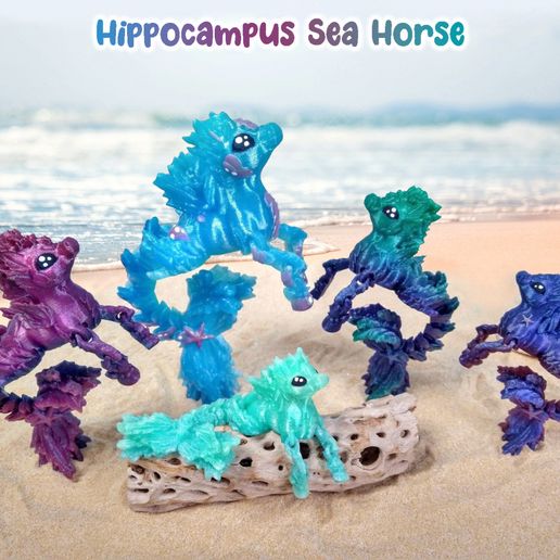 hippocampus.jpg Hippocampus Sea Horse, Articulating Print-In-Place Mythical Creature, Cinderwing3D
