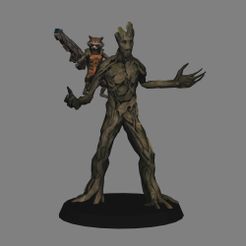 01.jpg Groot and Rocket - Guardians of the Galaxy LOW POLYGONS AND NEW EDITION