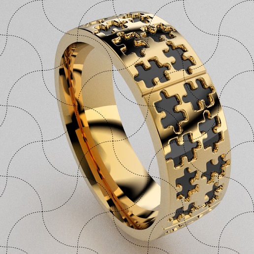 Fine Jewelry Enamel Puzzle Ring 3D model
