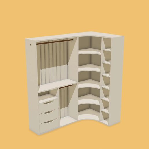 Miniature Dollhouse Corner Wardrobe 1/12 Scale