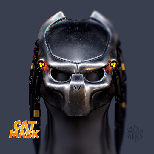 Predators Cat Mask – 3D Printable Pet Cosplay Accessory (Flexi Dreadlocks)