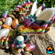 mbn-mn.png Easter Dragon, Easter Bunny Dragon Articulating Flexi Wiggle Pet, Print in Place, Fantasy Holiday Dragon