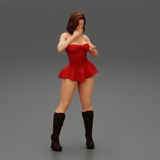 Sexy woman posing in mini skirt dress 3D File for Cults