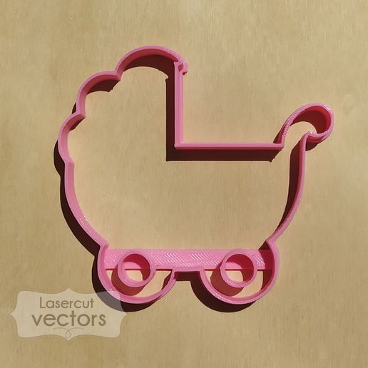 baby stroller cookie cutter- baby shower cookie cutter 3D model