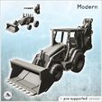 1-PREM.jpg Modern Caterpillar 420D CAT420D backhoe loader with rear and front bucket (10) - Modern WW2 WW1 World War Diaroma Wargaming RPG Mini Hobby