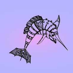 изображение_2022-05-17_200828674.png STL-Datei Steampunk swardfish Wandbild, Wanddekoration, panno herunterladen • 3D-druckbares Objekt, monet