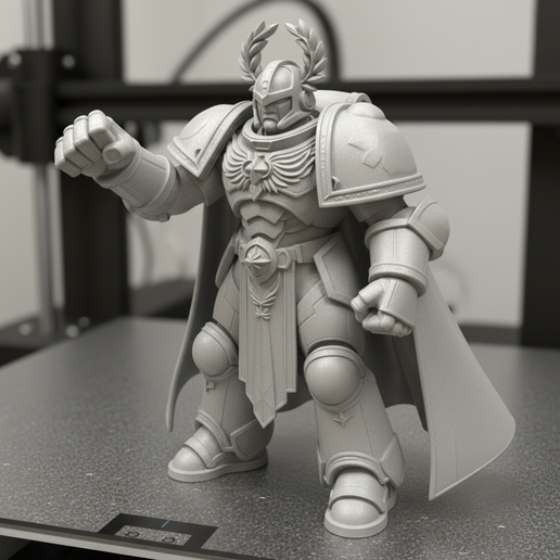 Towering Armored Superhuman With Ornate Cape 3D Print Model