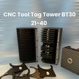 PhotoRoom_20230816_151847.jpeg CNC Tool Tag Tower - Keep your BT30 Tool Tags organized - Magnetic Base for easy mounting 21-40