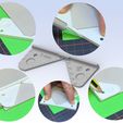Eckschneider_Funktionen_V4.jpg Bookbinder set Punching cradle Corner cutter T-spacer 3 mm Pre-stitch template Corner cutter T-spacer