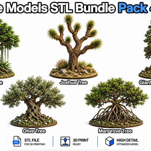 5 Tree Models PACK 4 | 3D Print STL