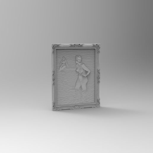 untitled.3.jpg Relevo de Brynhild e Gudrun | Mitologia nórdica Arte para parede | Baixo-relevo para impressão 3D