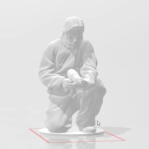 Crouching mechanic Drilling machine at work 3D model