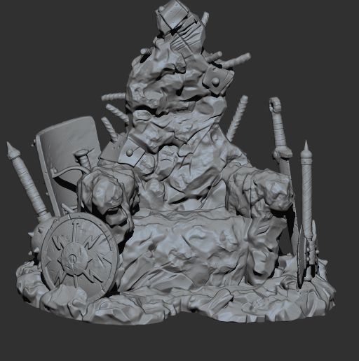 Green Scar Hulk Stone Throne Diorama