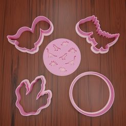 SetCortadoresyStamp5cm.jpg STL file Dinosaur cutter set 5 cm・Design to download and 3D print