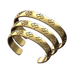 Clover-engraving-wide-cuff-bracelet-sizeS-M-L-00.jpg STL file Clover engraving wide cuff bracelet 3D print model・3D printer design to download, RachidSW