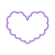 ruffle heart 4in.stl 4 sizes - Ruffle Scalloped Puffy Heart Cookie Cutter - Sharp, clean cutting edges!