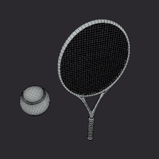 🎾 Low Poly Tennis Racket & Ball・ STL File for 3D printing・Cults