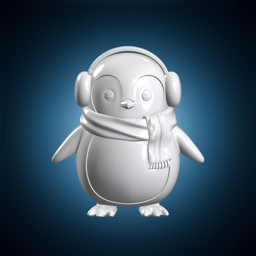 Penguin With Earmuffs And Scarf Winter Animal Character