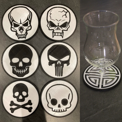 Sans-titre30.png Fichier STL 6 Coaster Skull 1・Plan à imprimer en 3D à télécharger