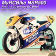 MyRCBike NSR500 First 1/5 3D printed RC BIKE! More than 60 parts to MyRCBike NSR500, First 1/5 3D printable RC Bike with 1/10 RC Car electronics