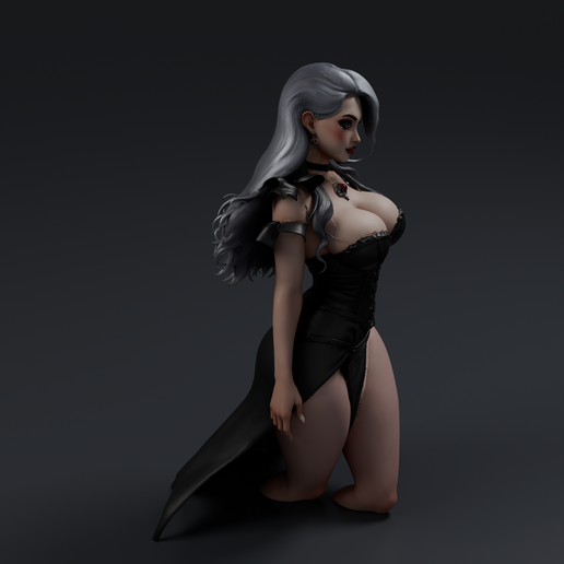 Gothic Female 5 3D printable STL miniature