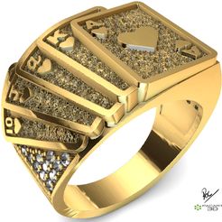 Vista-de-oro-amarillo.jpg 3D-Datei Pokerkartenring mit Edelsteinen und Texturierung・3D-druckbares Modell zum Herunterladen