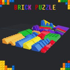 Brick-Puzzle-Block-Sloping-001.jpg STL file Brick Puzzle - Block - Sloping・3D printable model to download