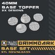 40mm-Base-Topper.jpg Archivo 3D Colección Base Grimmdark・Plan para descargar y imprimir en 3D