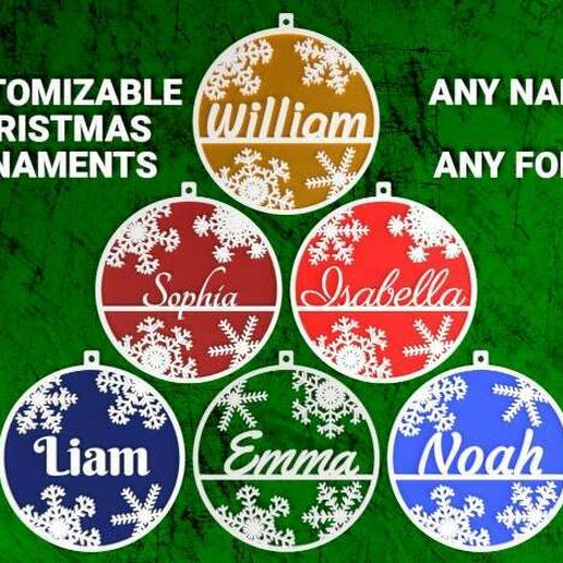 Customizable Christmas Name Ornament 3D model