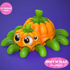 pumpkinspider1.jpg STL-Datei Flexi-KürbisSpinne (DRUCK IN PLACE)・3D-druckbare Vorlage zum herunterladen