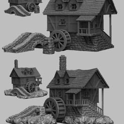 DTRPG_Releases Water Mill.jpg 3D file Medieval Scenery - Watermill・3D print design to download