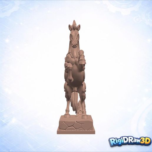 🐎 Majestic Rearing Horse Stone Sculpture – RDW3D-3054K・ STL File for 3D ...