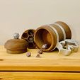 348DFB61-00F4-4F0A-9687-83BB30159934.jpeg Medieval Inspired Antique Wooden Beer Mug Dice Box + Dice Set