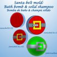 SANTA2.jpg SANTA BELT MOLD: BATH BOMB, SOLID SHAMPOO / BOMBA DE BAÑO, CHAMPÚ SÓLIDO / BATH BOMB, SOLID SHAMPOO
