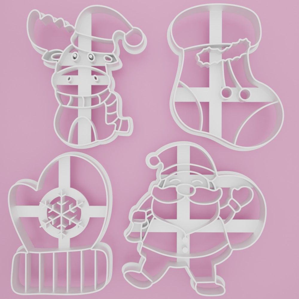 Download STL file Christmas 17 Cookie cutter set (4pcs) • 3D print ...