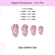 2.png Embossed Leaf 2-Parts Cutter for Polymer Clay | Digital STL File | Clay Tools | 4 Sizes  Clay Cutters for Earrings