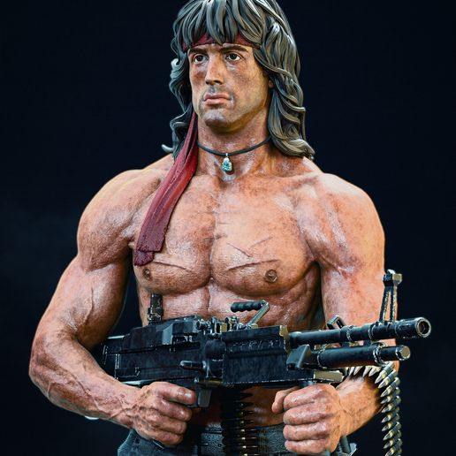 👫 John Rambo Figura incl. base・Archivo STL para Impresión 3D・Cults