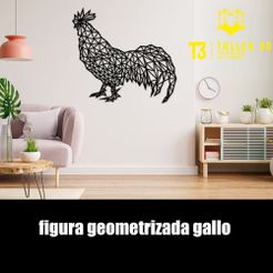 gallo.jpg Archivo STL figura geometrizada gallo・Objeto para impresora 3D para descargar