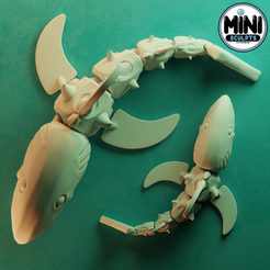 Gai Gas STL file Mech Shark // Articulated・3D printable model to download, MiniSculpts