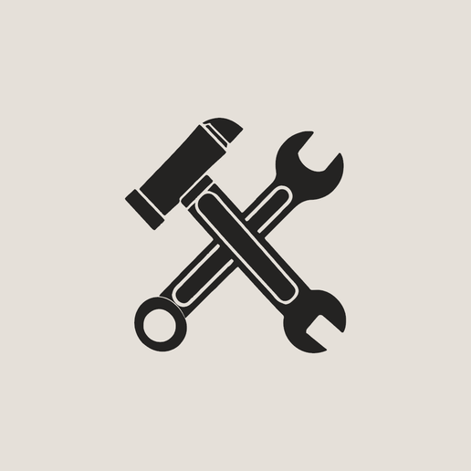 Minimalist Hammer & Wrench Workshop Wall Art