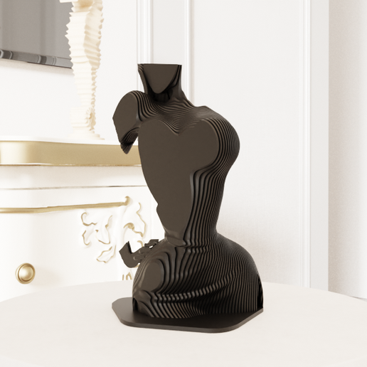 3D Printable Jessica Rabbit Torso - Sliced Design with Base 3D model
