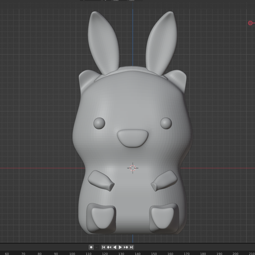 cute little pig with bunny ears 3D model