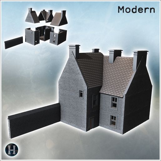 2.jpg Четырехэтажное здание с мансардной крышей и симметричными окнами на каждом уровне (Карентан, Нормандия 1944, Франция) (36) - Современная WW2 WW1 Мировая война Diaroma Wargaming RPG Mini Hobby