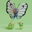 caterpie-line-render.jpg Pokemon - Caterpie, Metapod and Butterfree with 2 poses (Pre Supported)