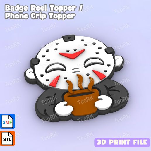 Badge Reel Topper Flat Back coffee killer - Phone Grip Topper - 3MF