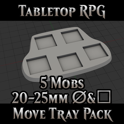 Miniature.png 5 Mobs 20-25mm Round & Square - Move Tray Pack